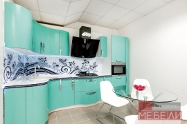 Бирюзовая кухня с фотоскинали